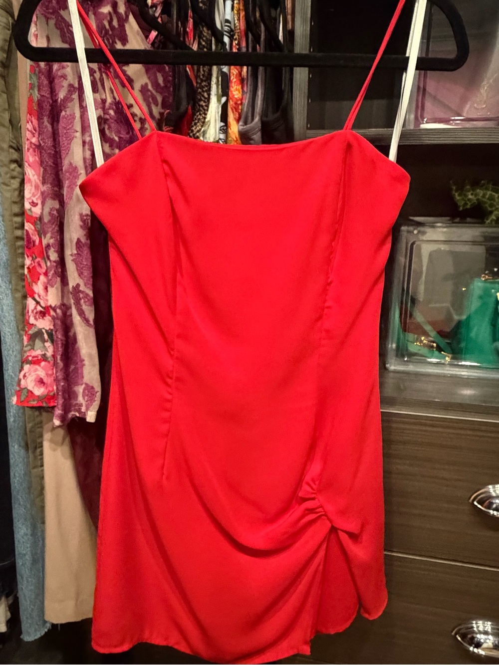 superdown Red Mini Dress with Side Twist